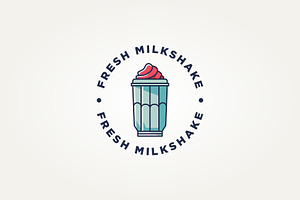 minimalist milkshake icon logo, a Branding & Logo Template by Blazybone