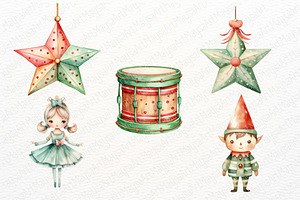 Christmas Toy Watercolor Clipart