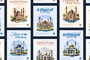 Mosque Illustration Art Set, a Decorative Illustration by Prosymbols (Thumbnail 3 of 10)