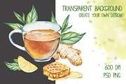 Watercolor Tea Set, a Food Illustration by Imaginasty (Thumbnail 3 of 4)