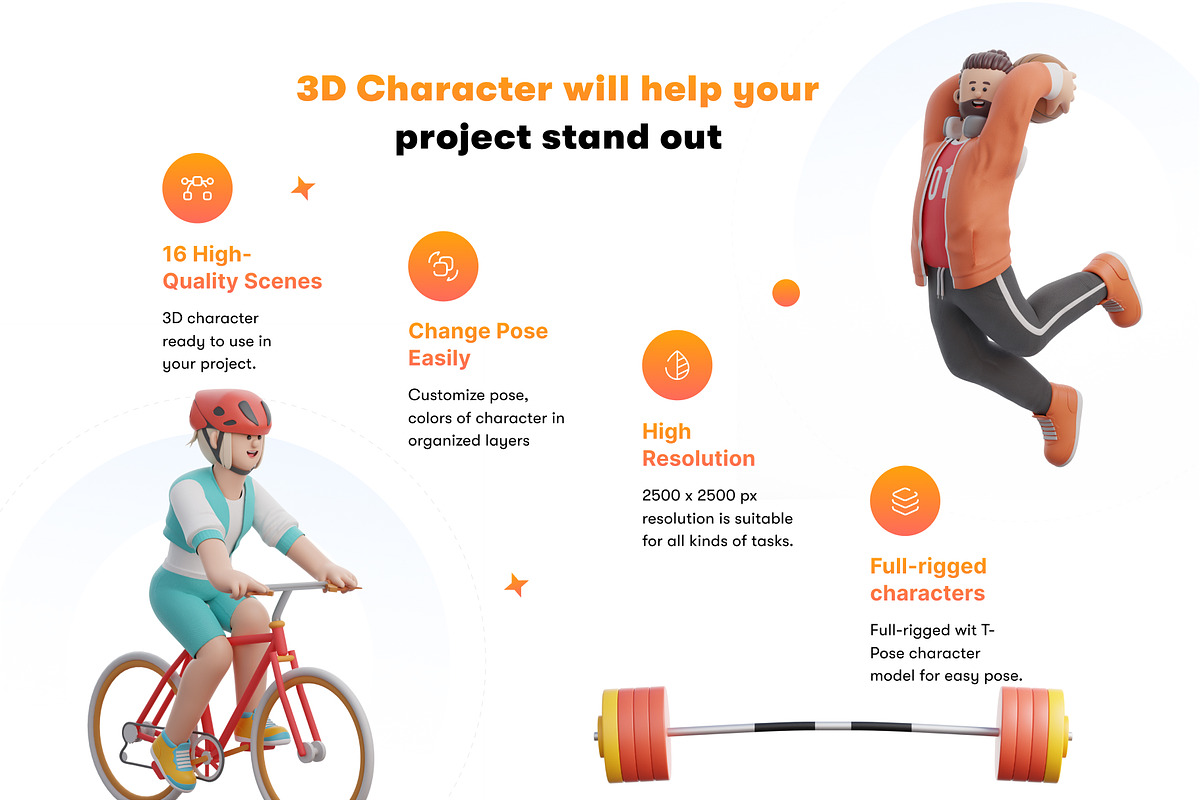 3D Character Sports Pack, a Characters & Person 3D Model by orenjidesign (Photo 2 of 7)