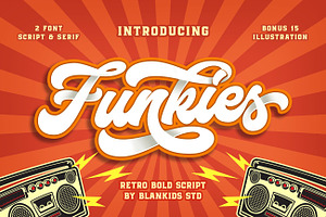 Funkies 2 Font + Extras (INTRO SALE), a Script Font by Blankids Studio