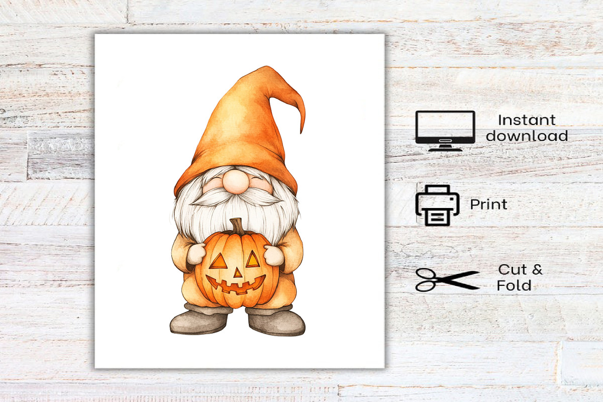 Watercolor Kawaii Halloween Gnome, an Illustration by Canvas Craft (Photo 7 of 7)