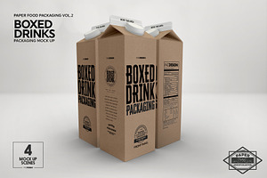 Paper Boxed Drink Packaging MockUps