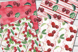 Watercolor Cherry Patterns