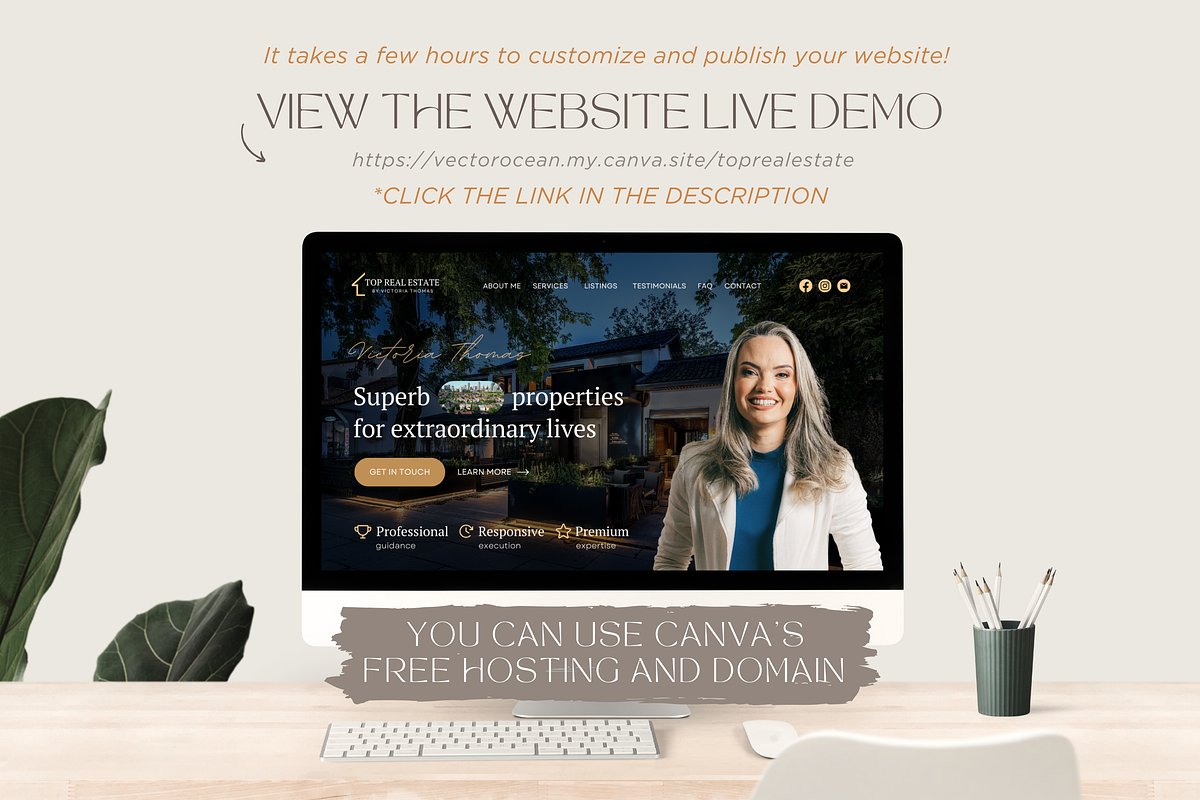 Canva Website Template Real Estate, a Landing Page Template by vectorocean (Photo 7 of 11)