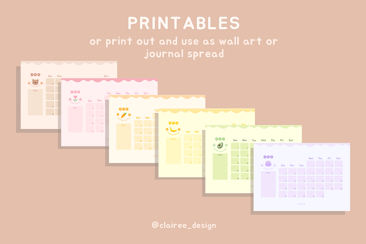 Cute Pastel 2022 Calendar & Planner, an Education Illustration by Clairee Design Studio (Photo 12 of 13)