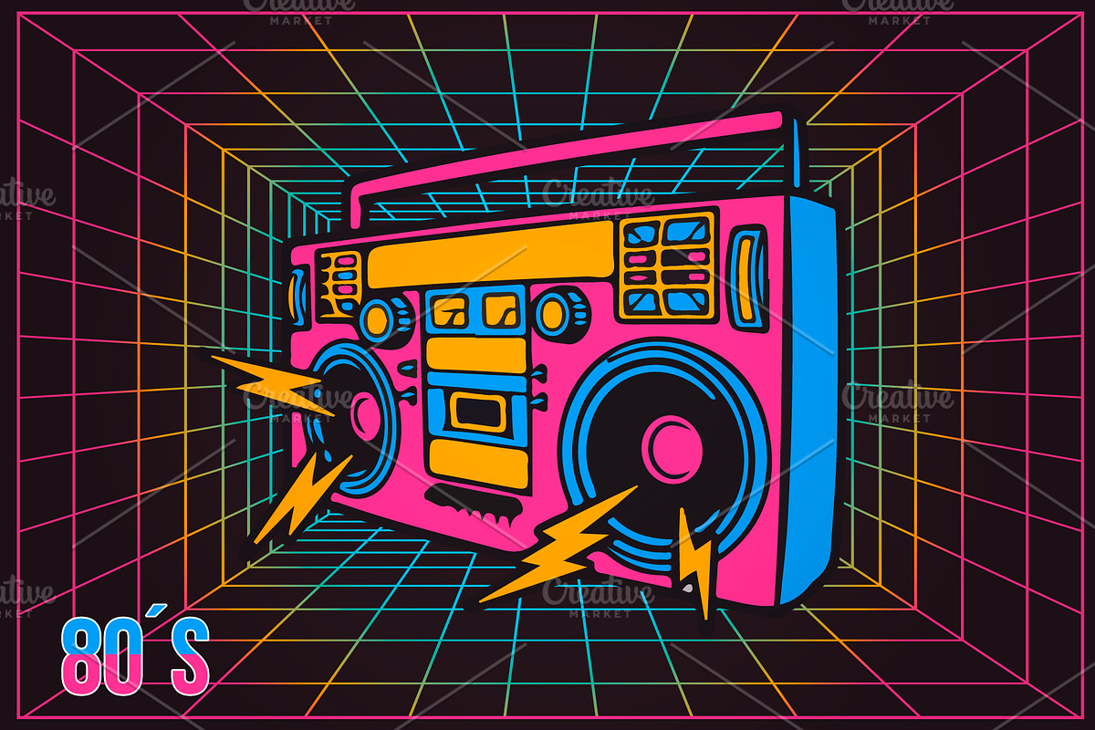 Retro Pop Eighties Party Recorder, an Education Illustration by Den Marty Studio
