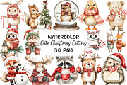 Cute Christmas Critters Clipart, an Illustration by CraftArtStudio (Thumbnail 1 of 6)