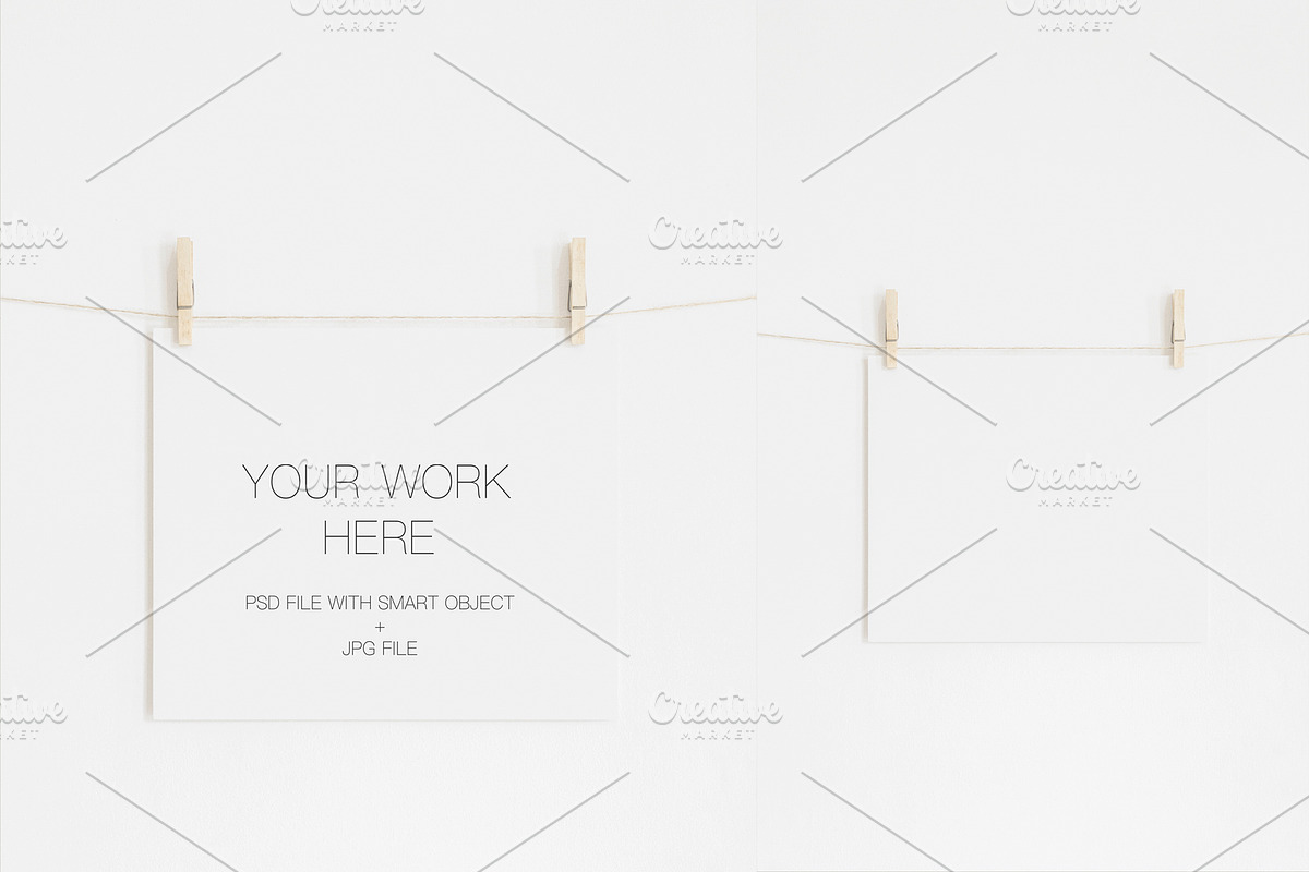 Poster and Pegs Mockup Horizontal, a Mockup by HALFTOUNE (Photo 4 of 4)
