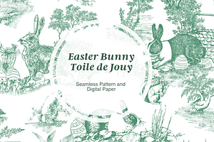 Easter Bunny Toile De Jouy Pattern