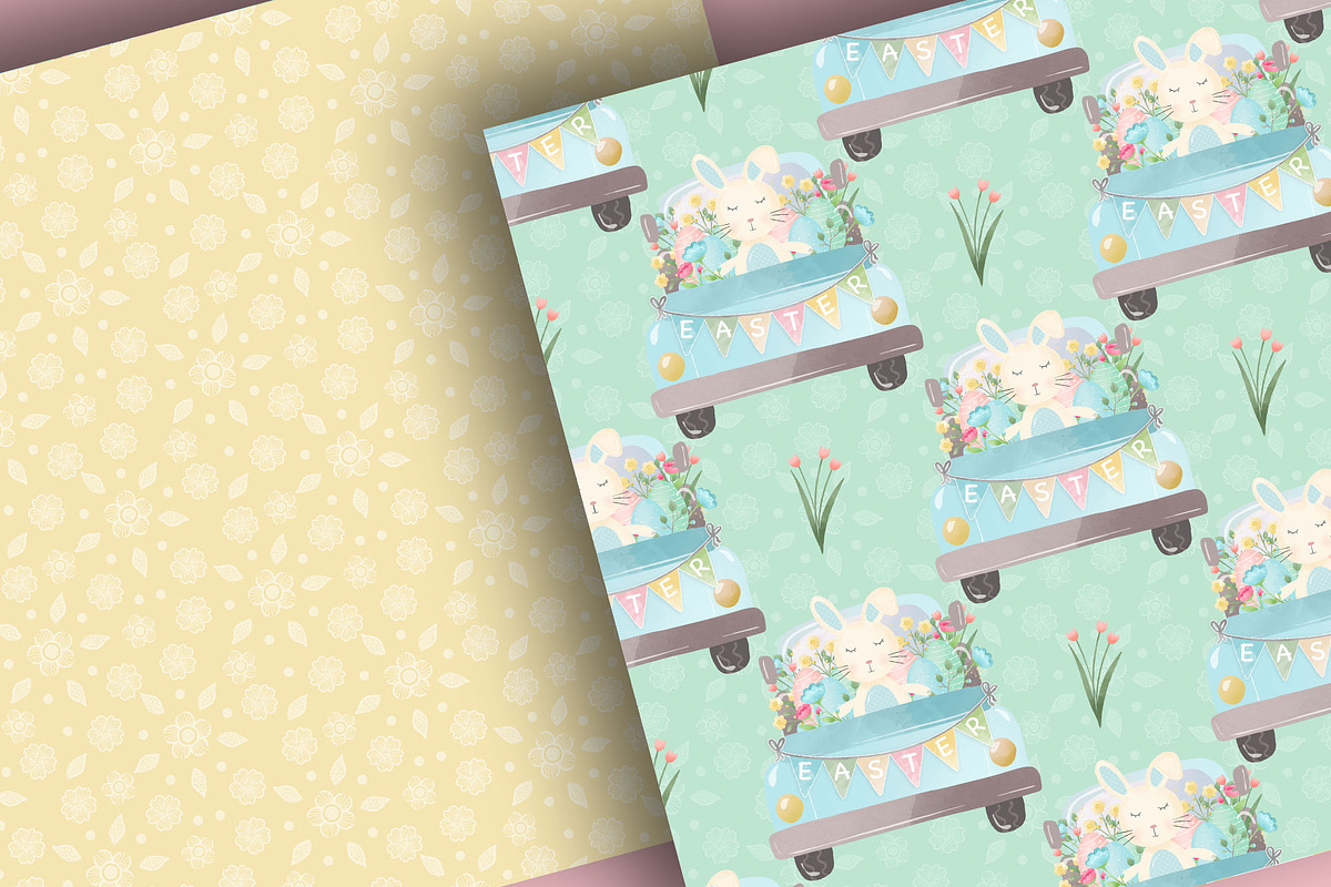 Easter Rainbows Rabbit digital paper, a Pattern Graphic by designloverstudio (Photo 5 of 7)