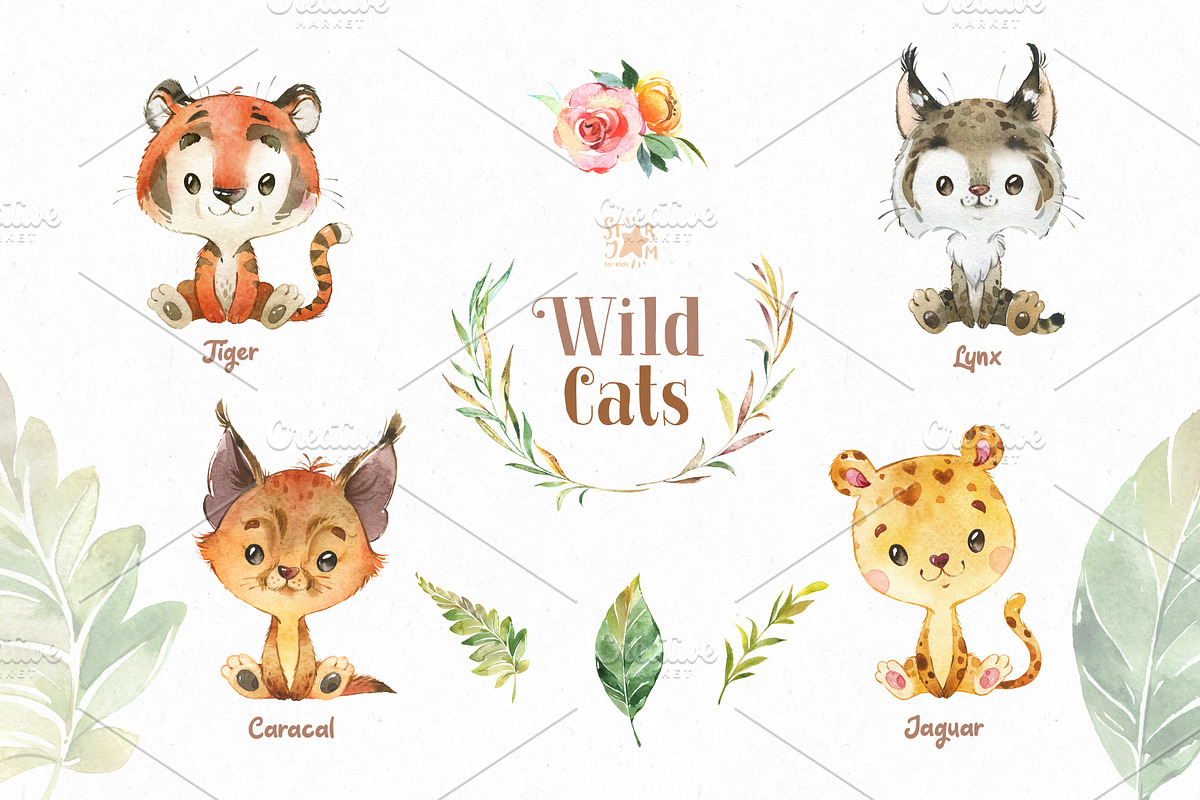 Wild Cats. Watercolor Collection, an Animal Illustration by StarJam (Photo 4 of 5)