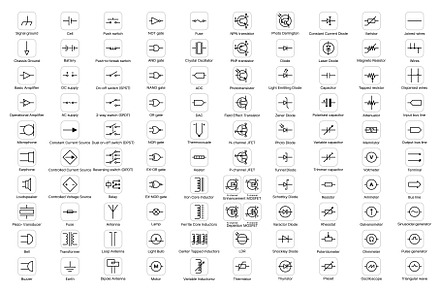 Electric electronic circuit symbols, an Object Illustration by Vector Tradition