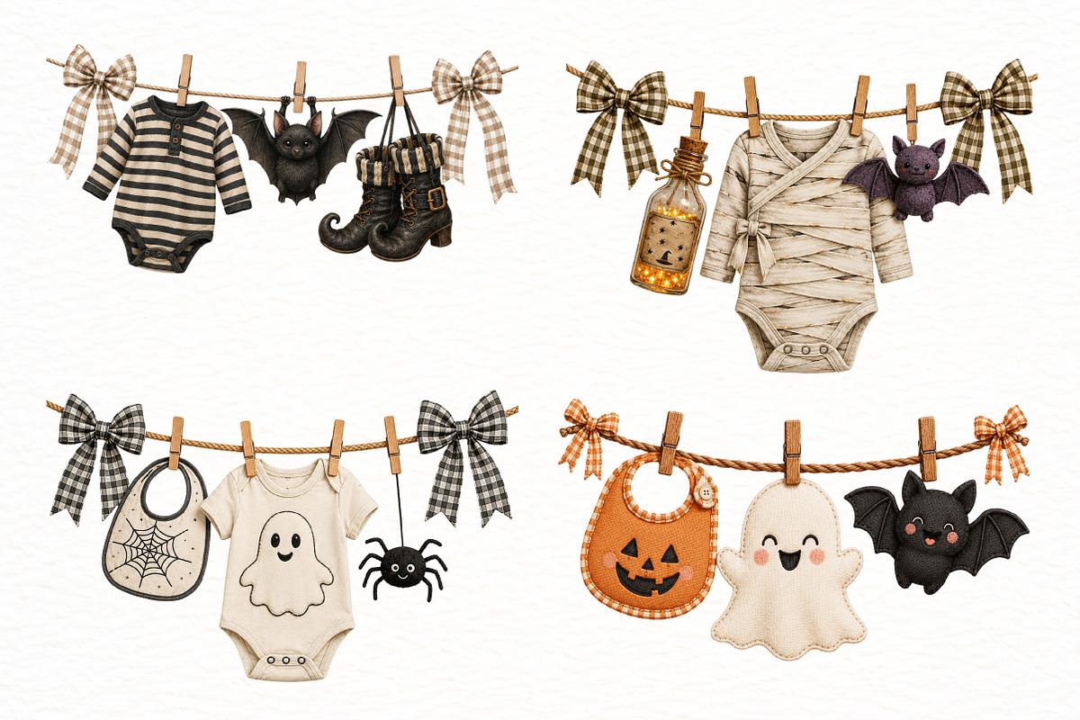 Halloween Clothesline Clipart PNG, a Seasonal Illustration by Designworld (Photo 2 of 5)