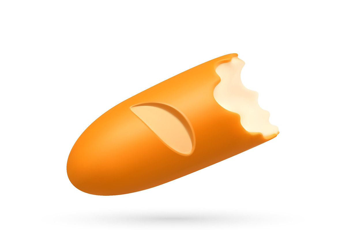 Baguette with bite taken out in 3d, a Food Illustration by Abscent (Photo 3 of 3)