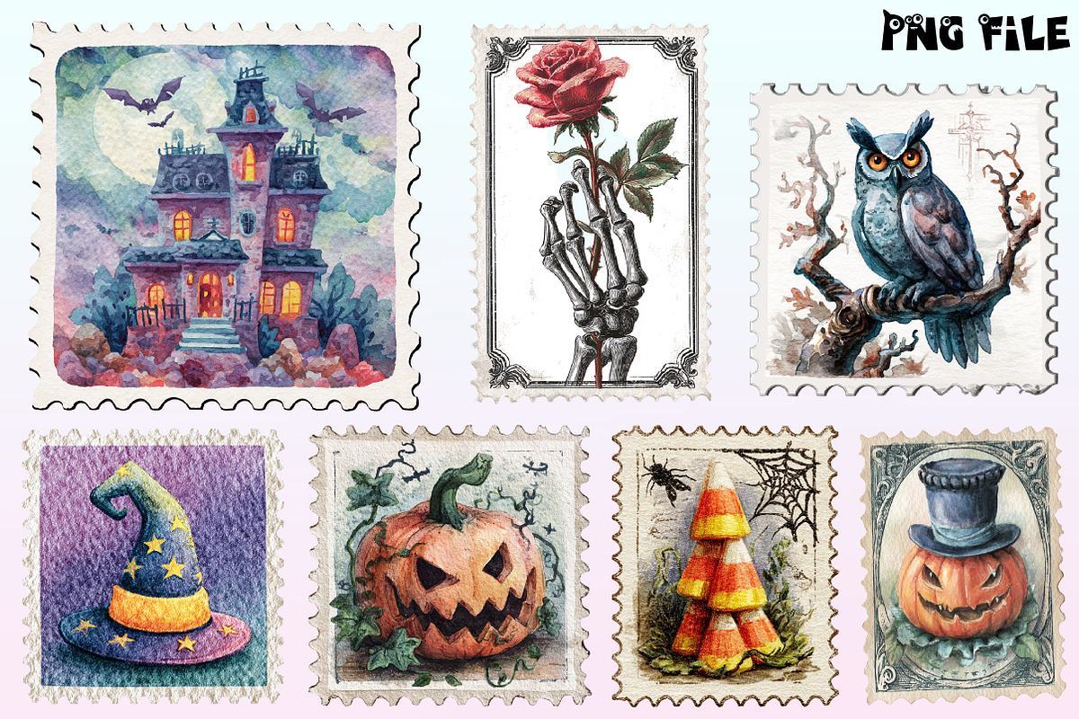Halloween Postage Stamps Clipart., a Graphic by CitraGraphics (Photo 3 of 4)