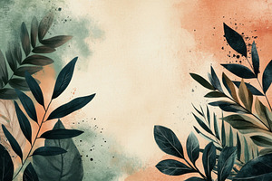 Tropical Leaves Watercolor Backgroun, a Photo by Pixeness Studio