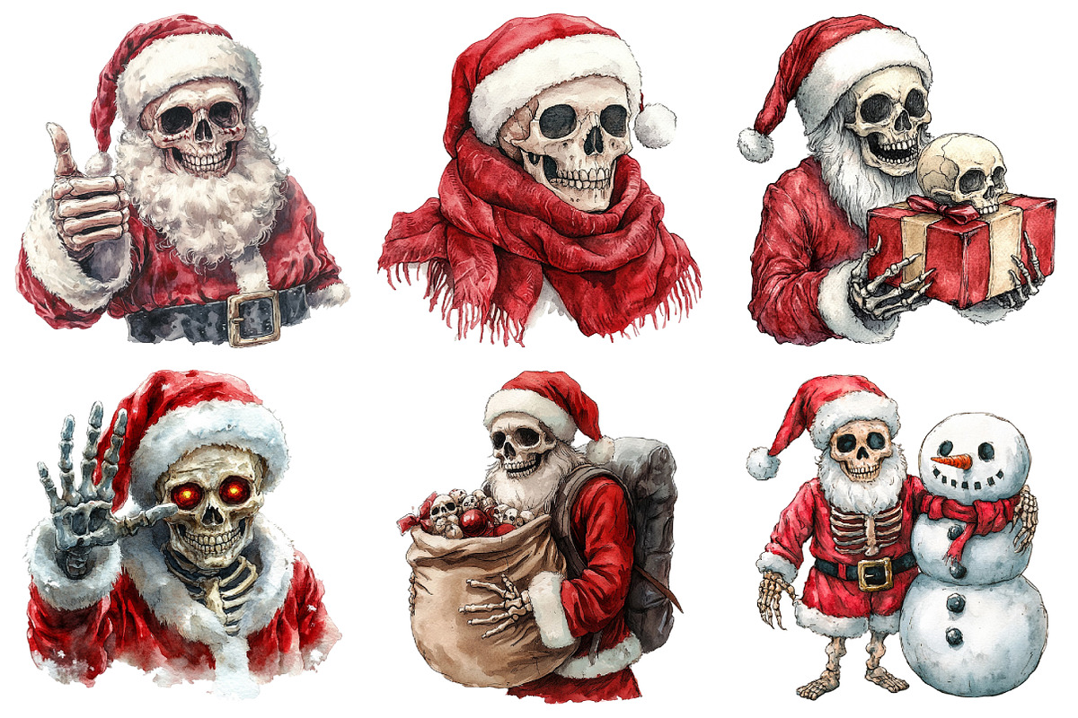 Skeleton Santa Clipart, an Illustration by Daily.Designs (Photo 3 of 4)