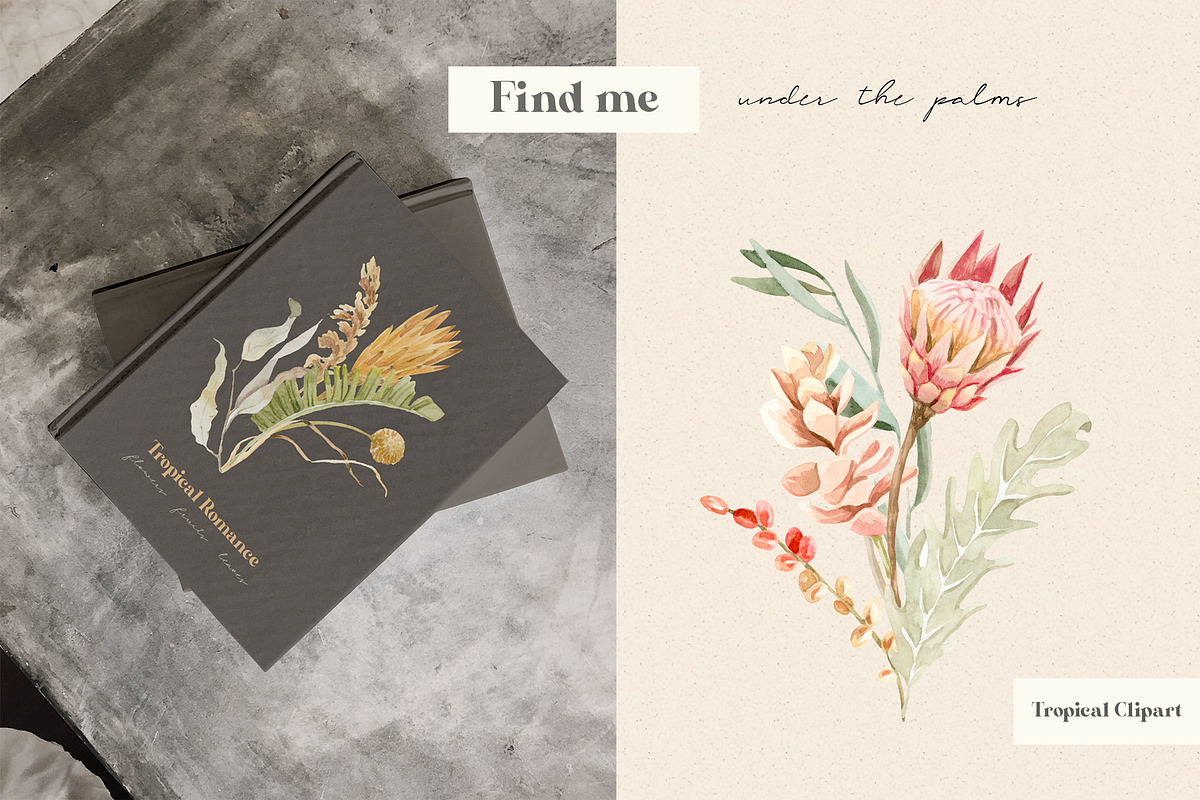 Tropical Flowers, Fruits and Leaves, a Decorative Illustration by Julia M. Watercolor (Photo 7 of 14)