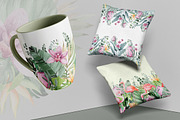 FLAMINGO & FLOWERS  tropical set, a Decorative Illustration by LenArt (Thumbnail 9 of 18)