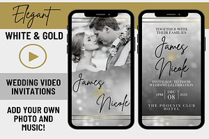White Gold Video Wedding Invitation