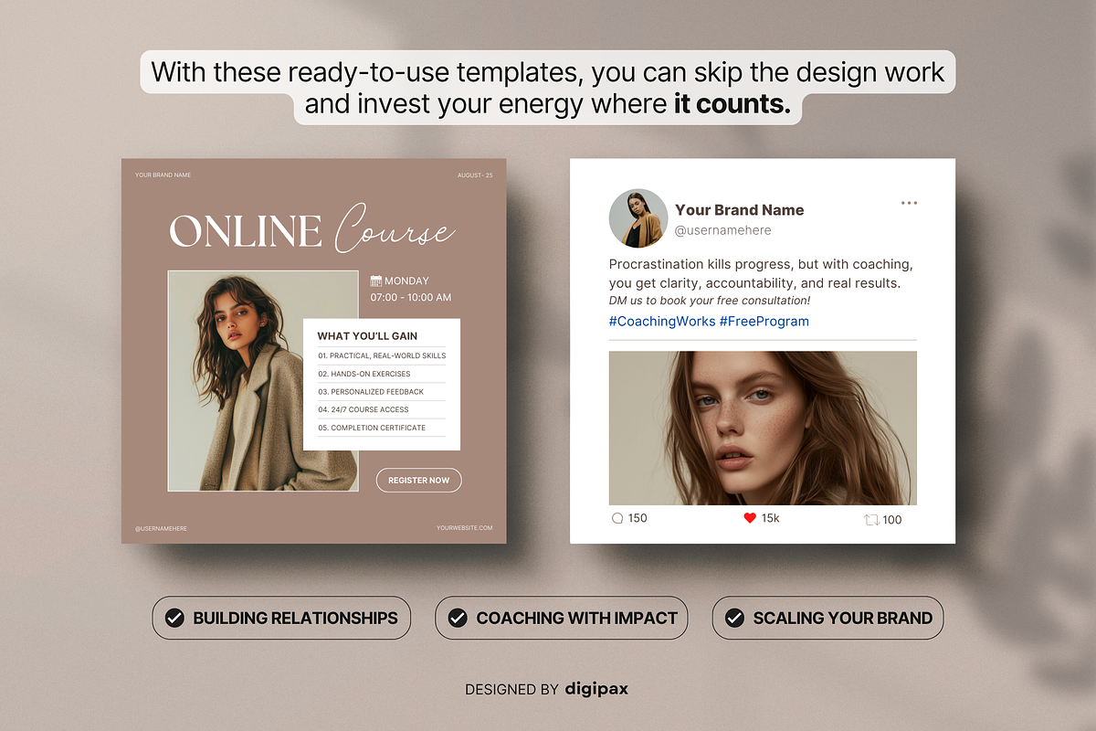 Coach Static Ad Templates Meta Beige, a Social Media Template by DigiPax (Photo 5 of 11)