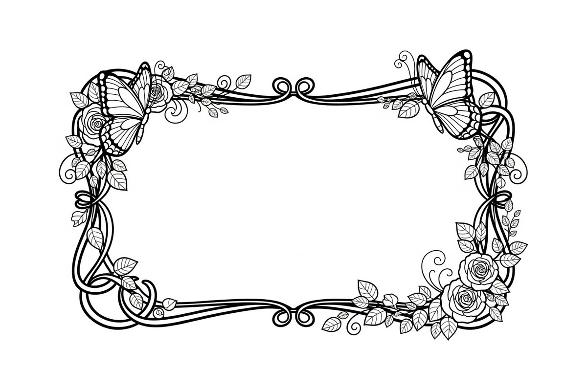 Butterfly Floral Frame SVG Bundle, an Illustration by Creativeshirt (Photo 9 of 31)