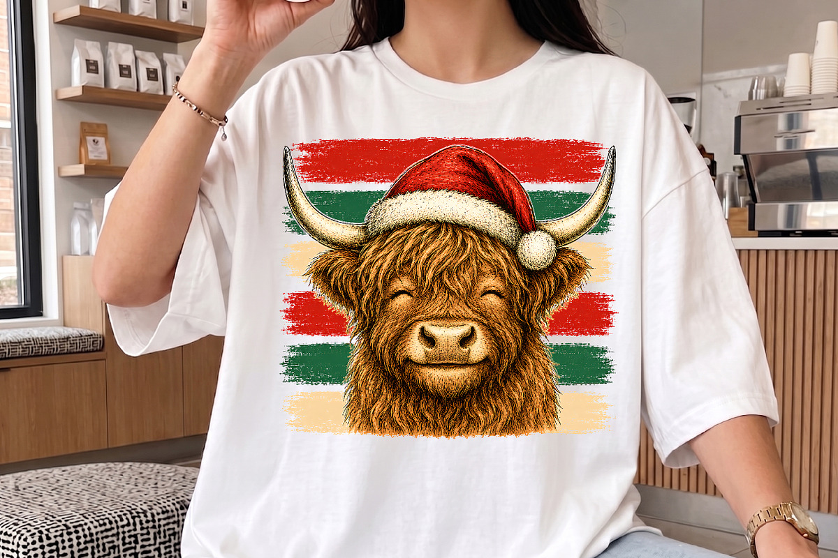 Retro Christmas Cow Stripes PNG, a Seasonal Illustration by Libby Wishes (Photo 3 of 4)