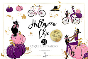 Halloween Fashion Witch Clipart, a Seasonal Illustration by KaramfilaS