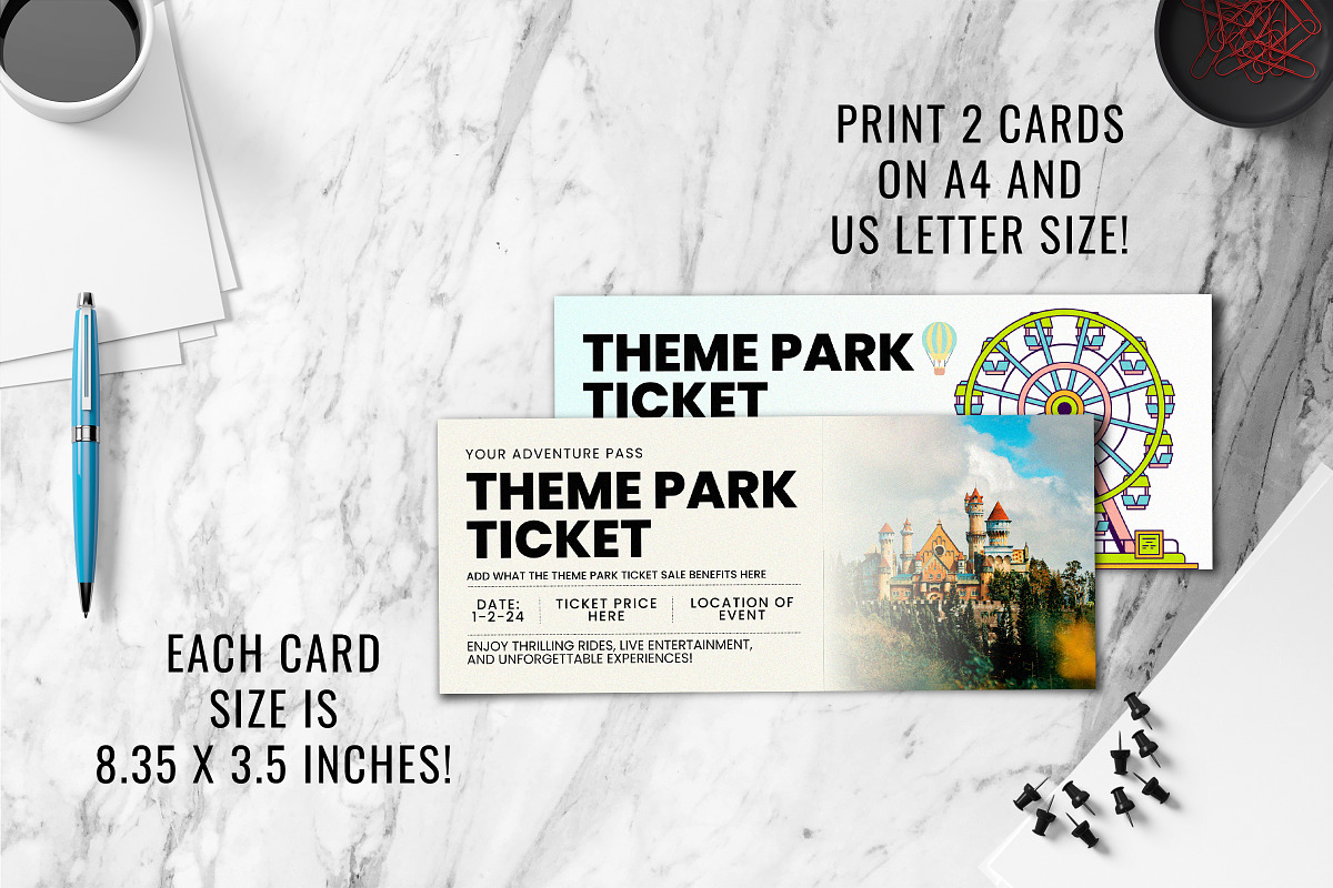 Theme Park Trip Ticket Template, a Card Template by Snapybiz (Photo 7 of 10)
