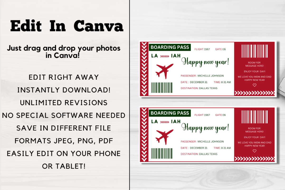 Happy New Year Boarding Pass, a Card Template by YasdeyDesigns (Photo 4 of 8)