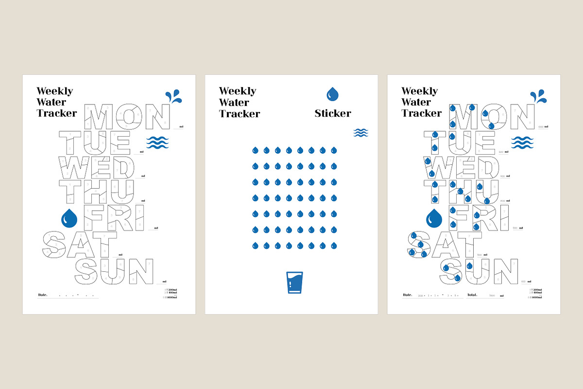 Weekly Warter Tracker, a Print Template by dott (Photo 5 of 5)