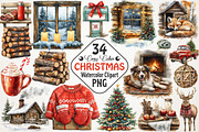 Cozy Cabin Christmas Winter Holiday, an Illustration by RobertsArt (Thumbnail 1 of 7)