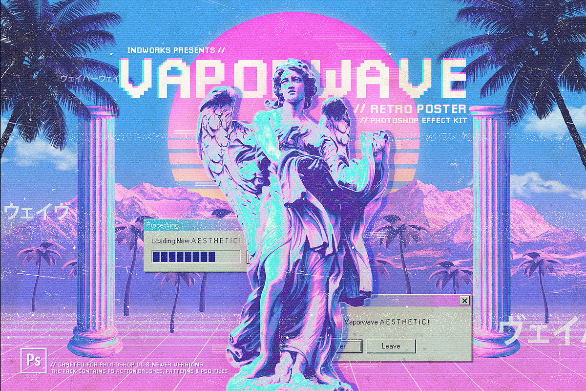 Vaporwave Retro PS Action, an Action Add-On by IndWorks Design (Photo 1 of 10)