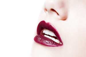 Woman's dark red color lips featuring artistic, attractive, and beautiful, a Person Photo by telnyaw