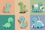 Cute cartoon dinosaur with leaves, an Animal Illustration by Zoya Miller (Thumbnail 2 of 3)