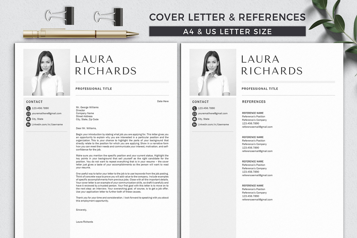 Resume Template CV + Cover Letter, a Resume Template by Klamp Studio (Photo 4 of 7)