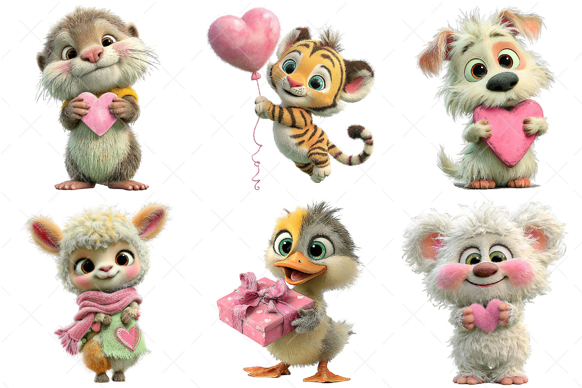 Valentine Kawaii Baby Animals, an Illustration by Craft Nest (Photo 4 of 9)