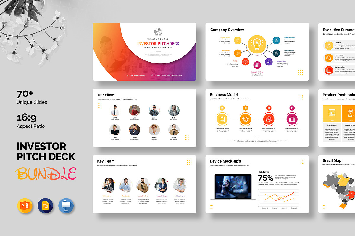 Investor Pitch Deck Bundle, a Presentation Template by White Graphic (Photo 1 of 12)