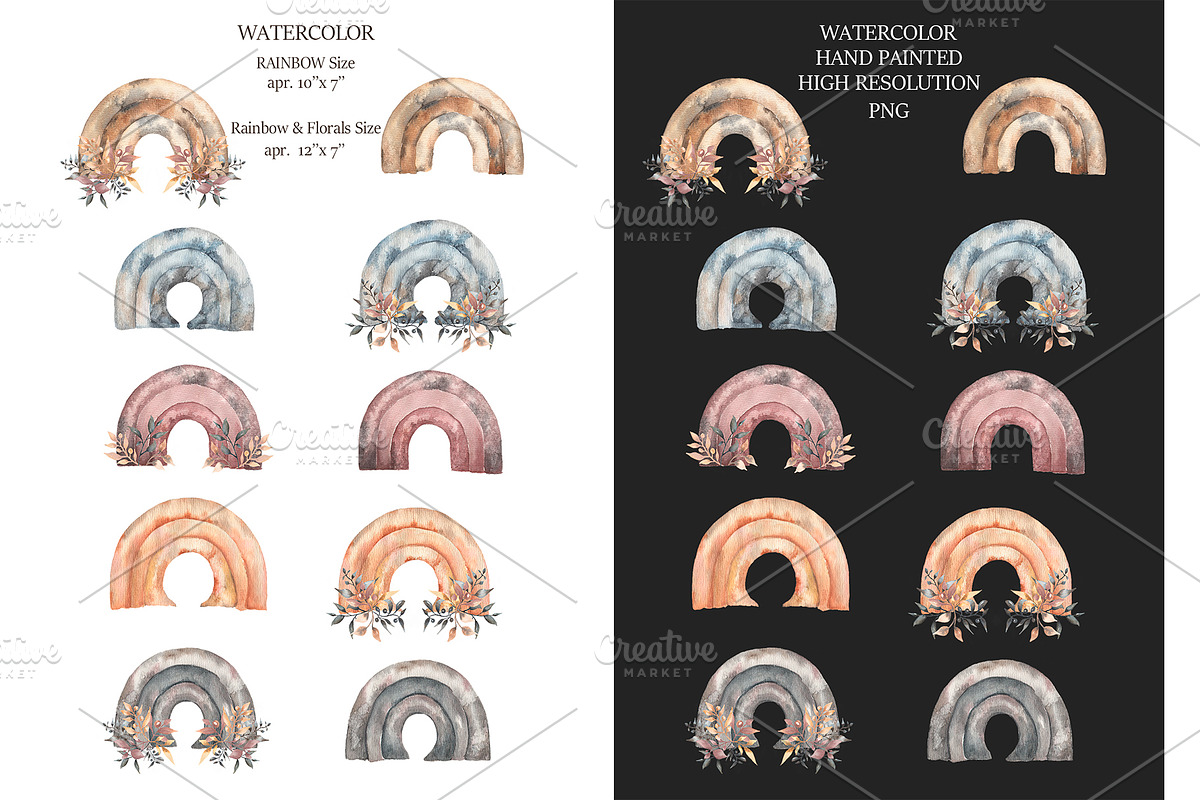 Watercolor Gothic Rainbow Set, a Decorative Illustration by MayaNavits (Photo 2 of 4)