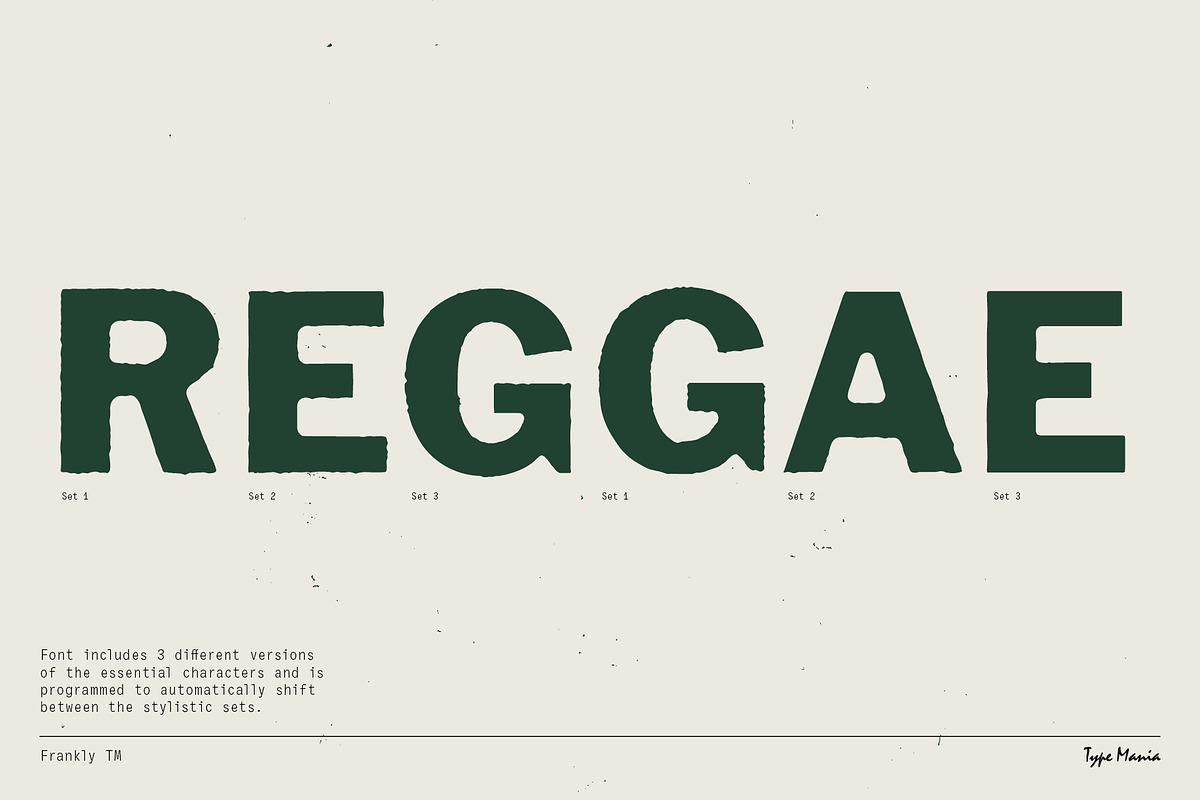 Frankly TM – Rugged Misprint Font, a Sans Serif Font by Type Mania (Photo 5 of 11)
