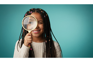 Smiling young girl with braids, a School & Education Photo by Igor Tichonow
