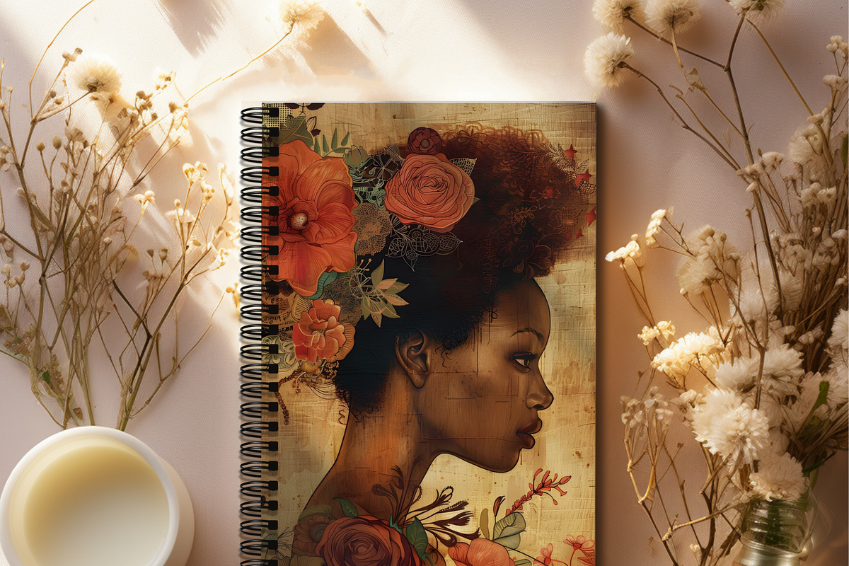 AFRO AMERICAN ROSE GOLD JUNK JOURNAL, a Person Illustration by Daring Digies (Photo 9 of 9)