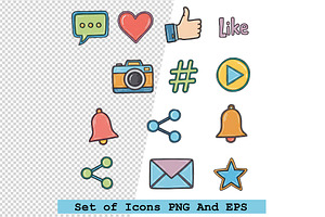 Set of social media icons vector, an Icon by one-touch