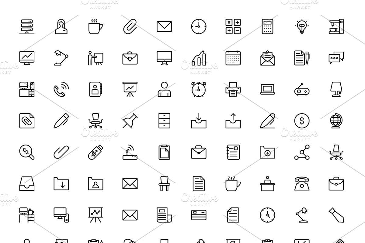 180 Office line icons, an Icon by Dinosoftlabs (Photo 2 of 2)