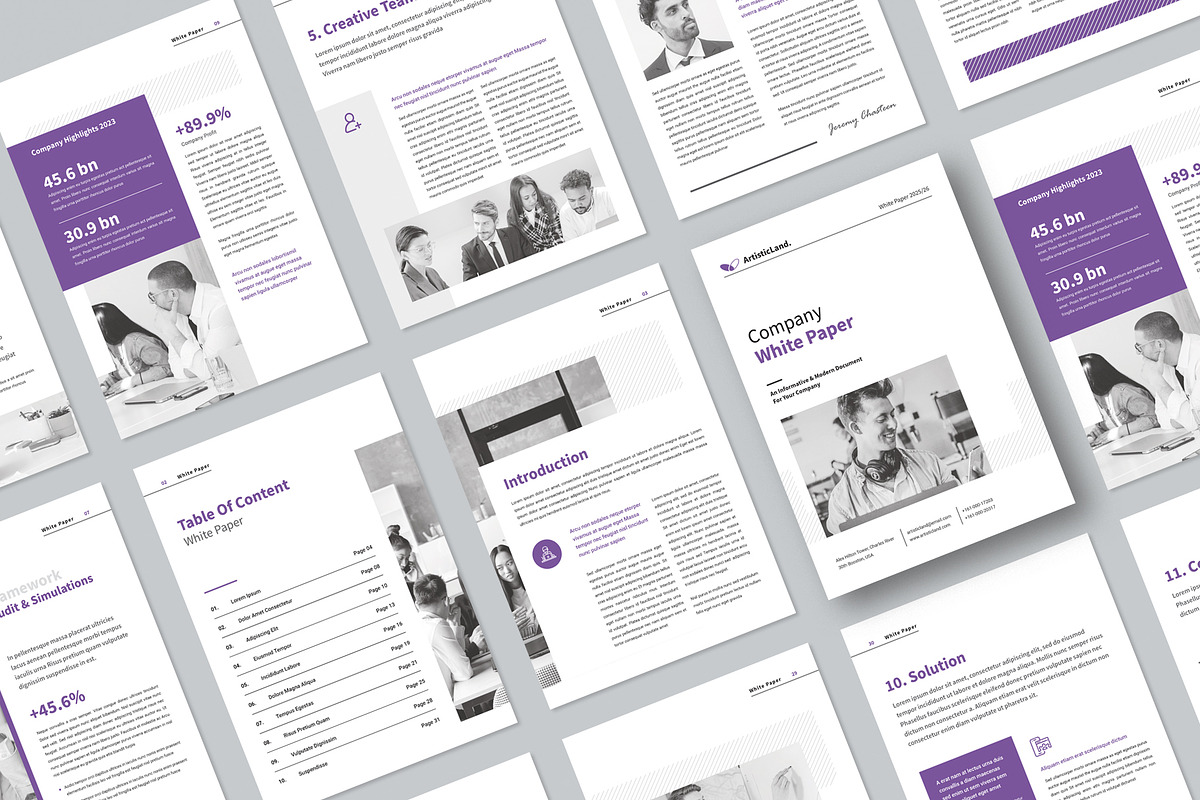 White Paper | Canva, Word, PPTX, IN, a Brochure Template by ArtisticLand (Photo 2 of 8)