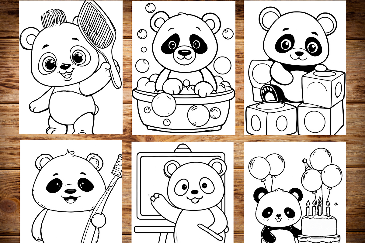 Cute Panda Daily Life Coloring Pages, a Brochure Template by LA Design (Photo 3 of 10)