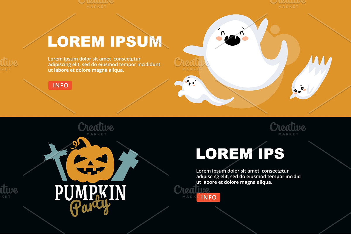 Cute ghosts and pumpkin party, an Object Illustration by Onyx (Photo 3 of 3)