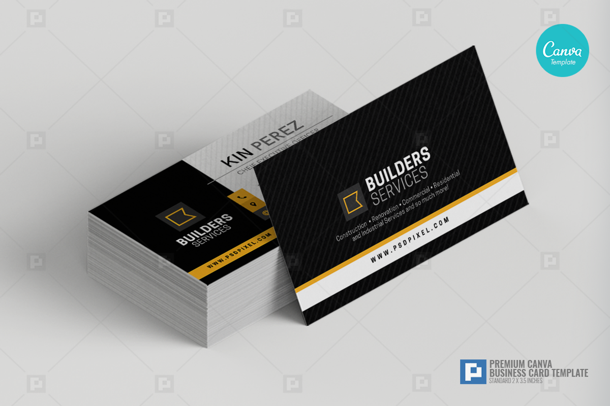 Construction Canva Business Card 08, a Business Card Template by PSDPixel (Photo 3 of 4)